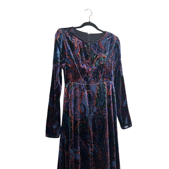 Anthropologie NWT Burnout Velvet Long Sleeve Maxi Dress Size 6 - Picture 5 of 13